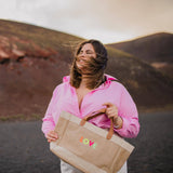 Bolso ético palabra LOV bordada