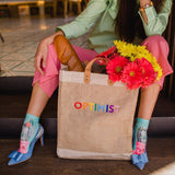 Bolso OPTIMIST bordado en colores regalo para gente feliz
